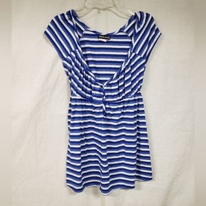 Y2K Wet Seal size small- blue striped short sleeve Babydoll shirt